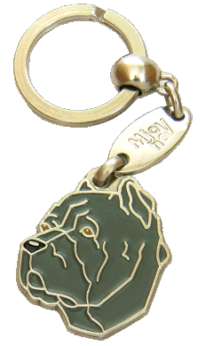 CANE CORSO CROPPED EARS GREY <br> (keyring, engraving included)